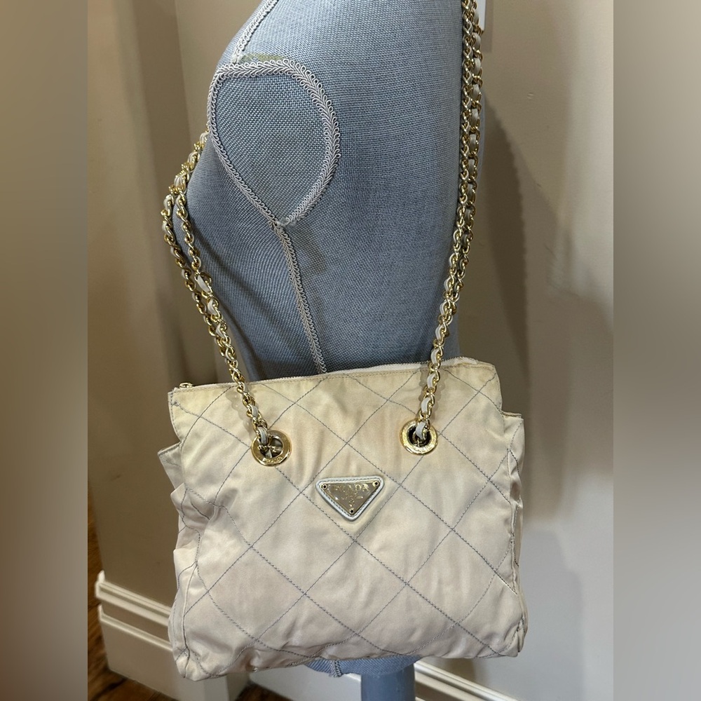 Prada Cream Quilted Shoulder Bag